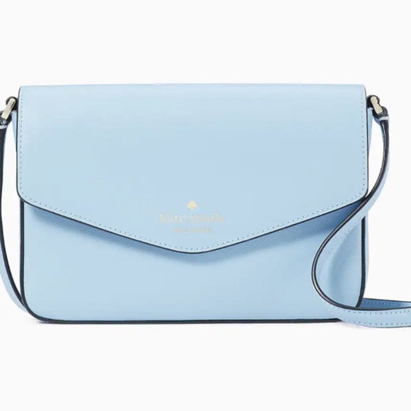 NWT Kate Spade Sadie Envelope Crossbody Celeste Blue Saffiano Leather NEW - Picture 2 of 6